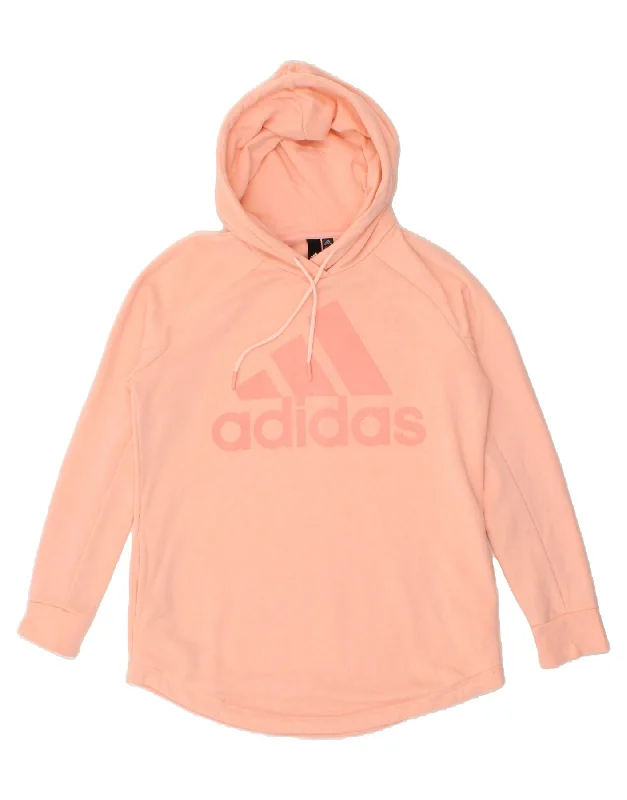 ADIDAS Womens Graphic Hoodie Jumper UK 16/18 Large Pink Cotton