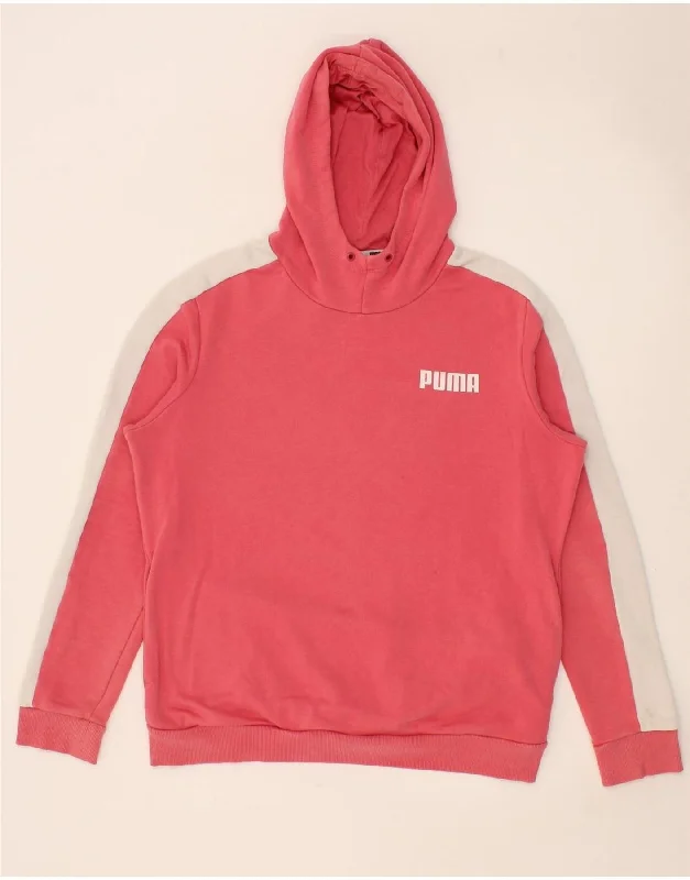 PUMA Womens Hoodie Jumper UK 18 XL Pink Colourblock